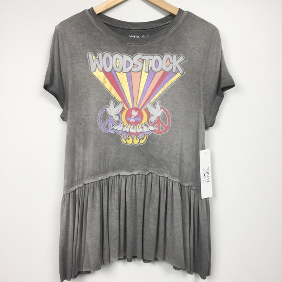The Vinyl Icons Tops - Woodstock Festival Peplum Graphic Tee